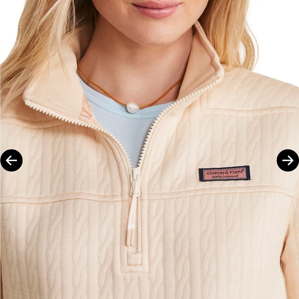 Vineyard Vines Beige Dreamcloth Zip Neck Sweatshirt - Soft Pink - Picture 3 of 4